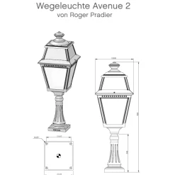 Aluminium- oder Messing-Wegeleuchte Avenue 2