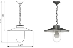 Antikfarbene Aluminium-Pendelleuchte mit Kette 38 Z