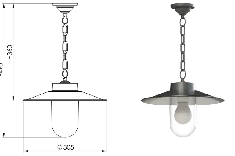 Antikfarbene Aluminium-Pendelleuchte mit Kette 38 Z