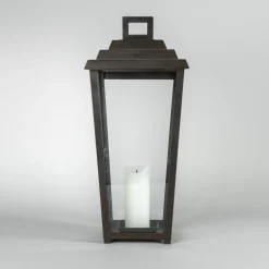 Art déco Windlicht aus Zink oder Messing Izapan (Höhe 51 cm)
