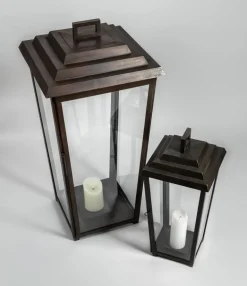Art déco Windlicht aus Zink oder Messing Izapan (Höhe 51 cm)