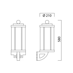 Art déco-Außenleuchte mit Zylinderglas S 3-1