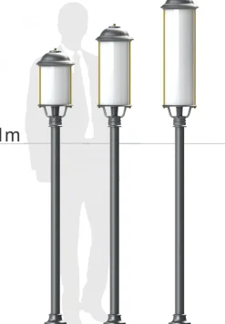 Art déco-Sockel-Tubenleuchte für außen Elba 37