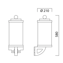 Art déco-Wandlaterne mit Zylinderglas S 3