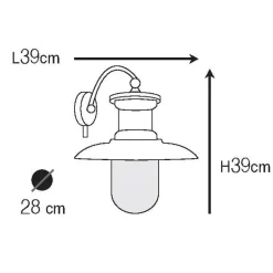 Außenwandlampe N° 84 aus Messing im Fabrikstil