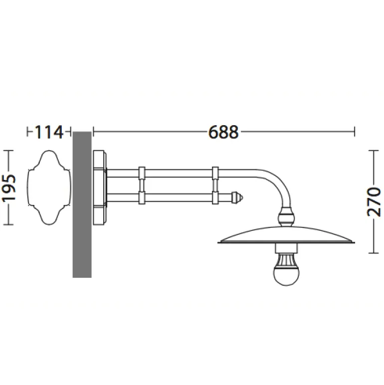 Außen-Wandlampe ohne Glas mit Doppelrohrwandarm