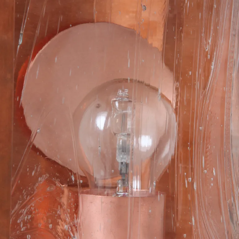Außenwandleuchte aus Kupfer oder Messing mit Spiegelreflektor