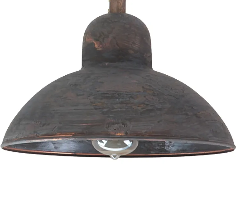 Bauhaus-Hängeleuchte Solingen Kupfer Patina