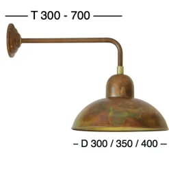 Bauhaus-Wandleuchte aus geflammtem Kupfer Solingen