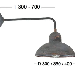 Bauhaus-Wandleuchte für außen Solingen RO 140 Kupfer Patina
