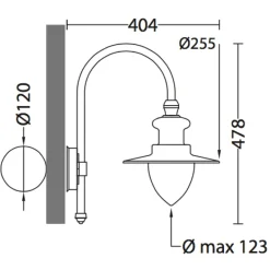 Bogenarm-Wandlampe für außen mit Spitzzylinder