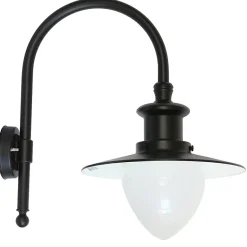 Bogenarm-Wandlampe mit satiniertem Spitzzylinder-Glas