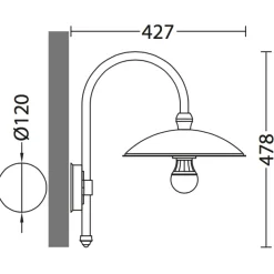 Bogen-Wandlampe für außen mit Tellerschirm