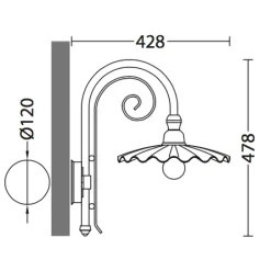 Bogen-Wandlampe für außen mit plissiertem Schirm