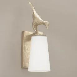 Charmante kleine Wandleuchte mit Vogel-Dekor aus Bronzeguss Pia