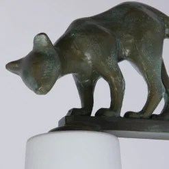 Charmante Wandleuchte mit Katzen-Dekor aus Bronzeguss Lola