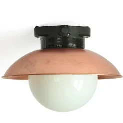 Deckenleuchte mit gewÜlbtem Kupfer-Reflektor und schwarzem Porzellan-Sockel  DMCU 2024 BLK