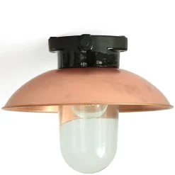 Deckenleuchte mit gewölbtem Kupfer-Reflektor und schwarzem Porzellan-Sockel  DMCU 2024 BLK