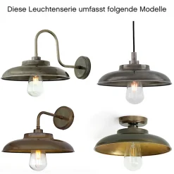 Deckenleuchte mit Messingschirm Dara, IP65, Ø 32 cm