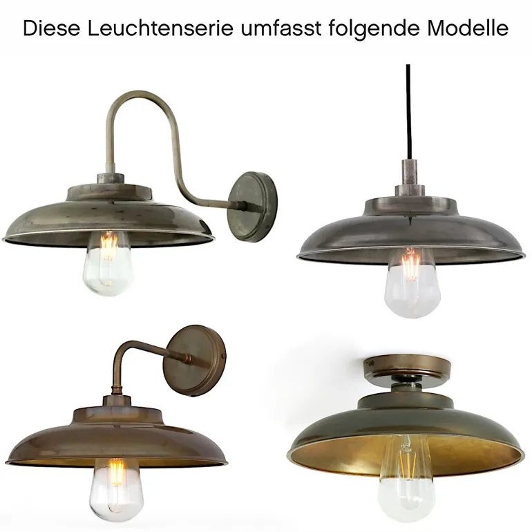 Deckenleuchte mit Messingschirm Dara, IP65, Ø 32 cm
