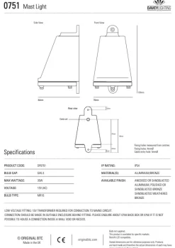Decksleuchte - Niedervolt-Wandstrahler Mast Light 0751