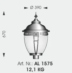 Deutsche Gartenlampe aus Schmiedeeisen AL 6601