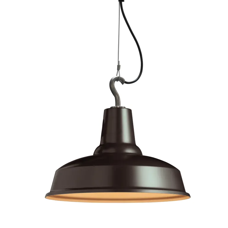 Dänische Pendelleuchte mit Stahlseil und Haken Hook