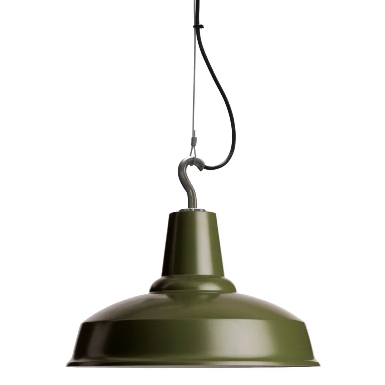Dänische Pendelleuchte mit Stahlseil und Haken Hook