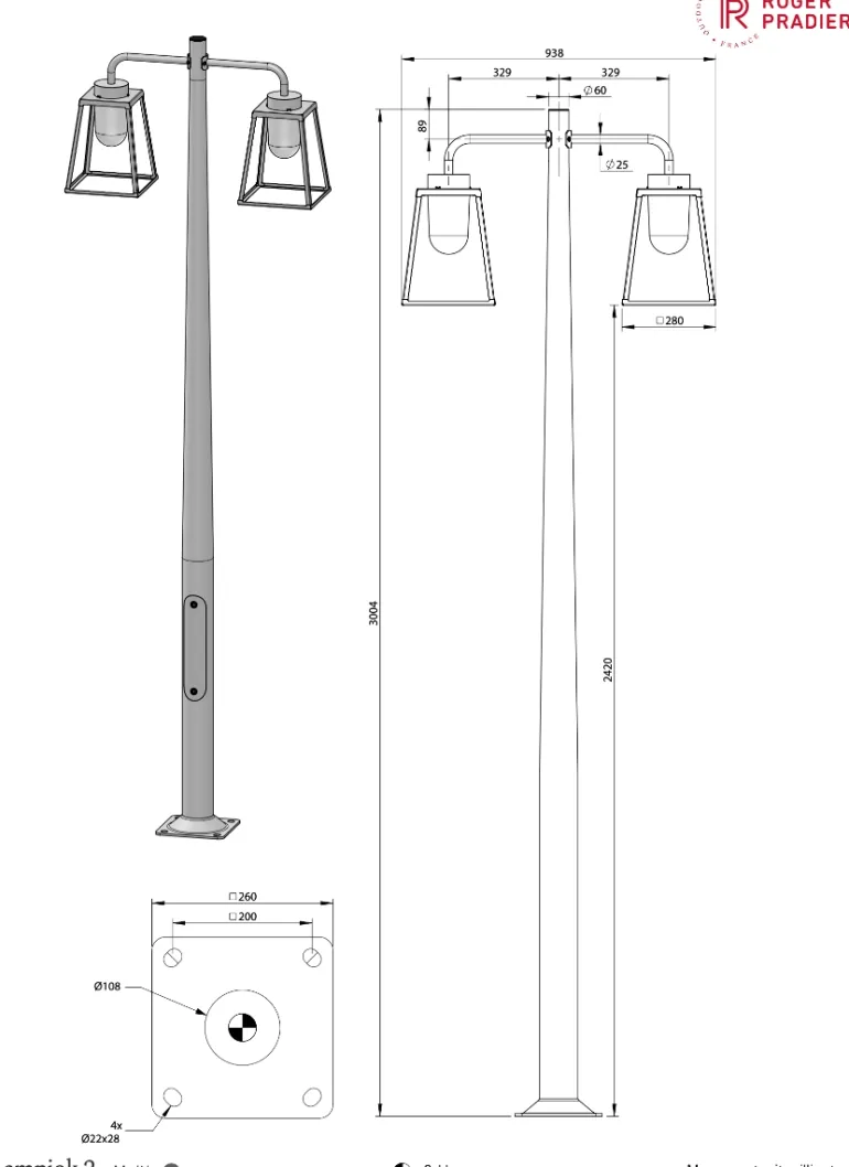 Ein- oder Zweiflammige Standleuchte Lampiok 2, IP 65