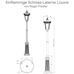 Einflammige Schloss-Laterne im Empirestil Louvre