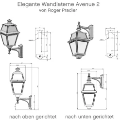 Elegante LED-Wandlaterne Avenue 2