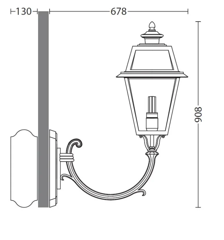 Elegante Wandlaterne am Bogenarm