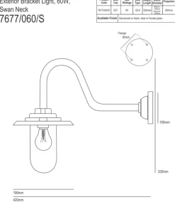 Englische Wandlampe mit Schwanenhals 7677/60/C/S