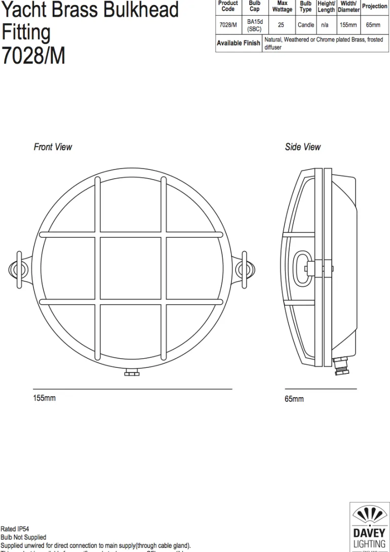 Englische Yachtleuchte aus Messing 7028/M