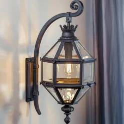 Exklusive sechseckige Wandlaterne mit Kronendekor WL 3724