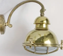 Fabriklampe N° 86 aus Messing mit Bogenarm