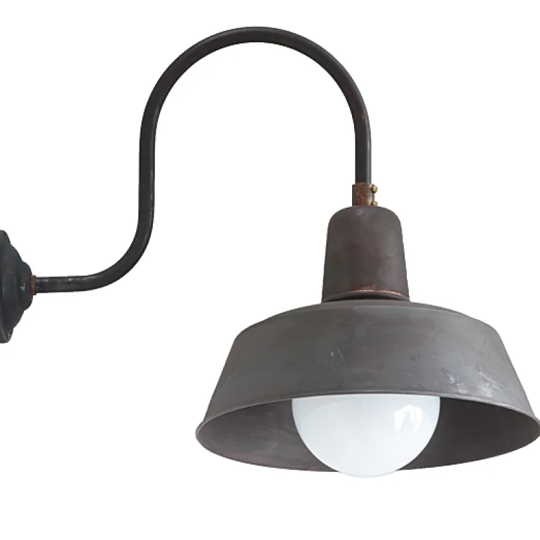 Fabrikstil-Wandleuchte Berlin W1600 Kupfer Patina mit Glas