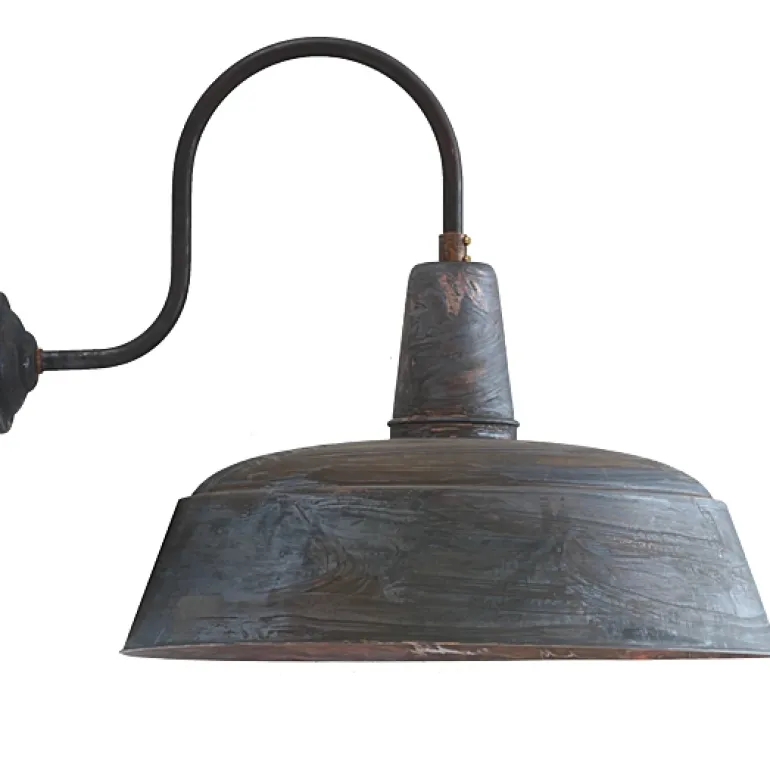 Fabrikstil-Wandleuchte Berlin W1600 Kupfer Patina mit Glas