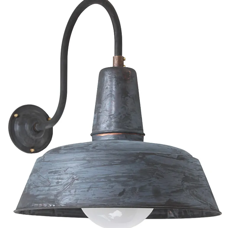 Fabrikstil-Wandleuchte Berlin W1600 Kupfer Patina mit Glas