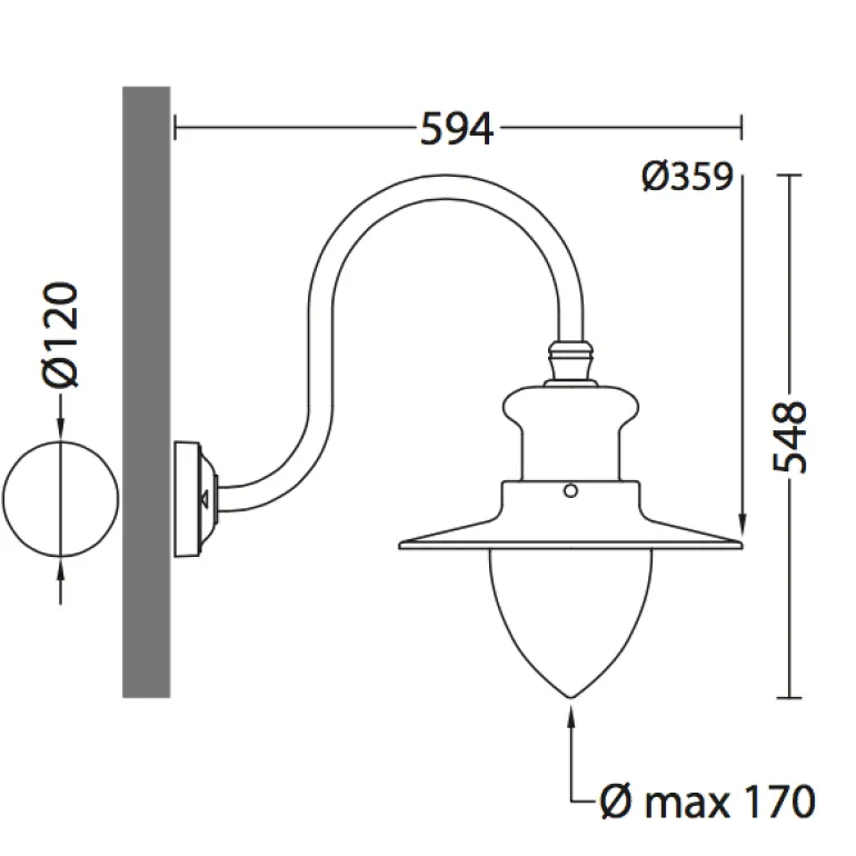Fabrik-Wandlampe mit satiniertem Spitzzylinder-Glas