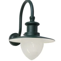 Fabrik-Wandlampe mit satiniertem Spitzzylinder-Glas