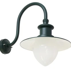 Fabrik-Wandlampe mit satiniertem Spitzzylinder-Glas