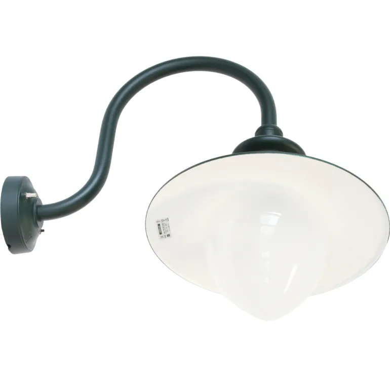 Fabrik-Wandlampe mit satiniertem Spitzzylinder-Glas