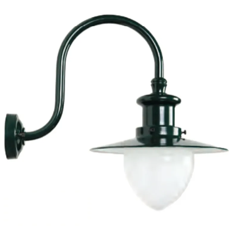 Fabrik-Wandlampe mit satiniertem Spitzzylinder-Glas
