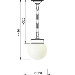 Farbige Pendelleuchte mit Glaskugel und Kette 38 Z-OR-K