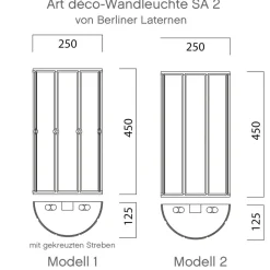 Flache Art déco-Wandleuchte SA 2 aus Messing