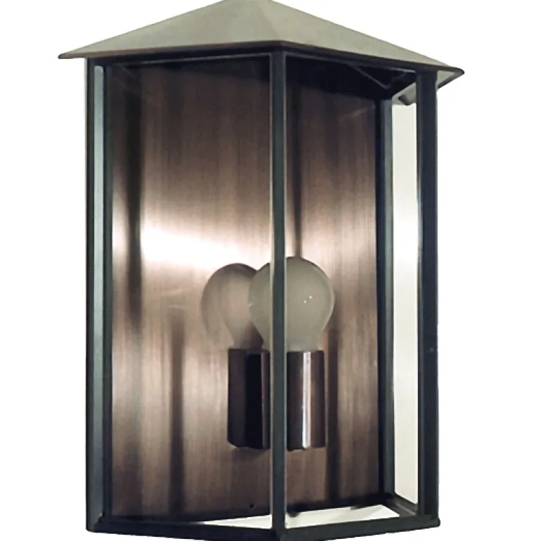 Flache bayerische Messing-Wandleuchte Hof