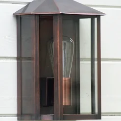 Flache bayerische Wandleuchte Passau aus Messing oder Kupfer