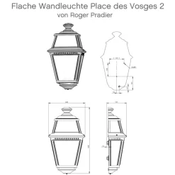 Flache Wand-Außenleuchte Place des Vosges 2