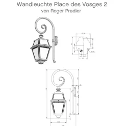 Französische Wandleuchte Place des Vosges 2 mit Bischofstab